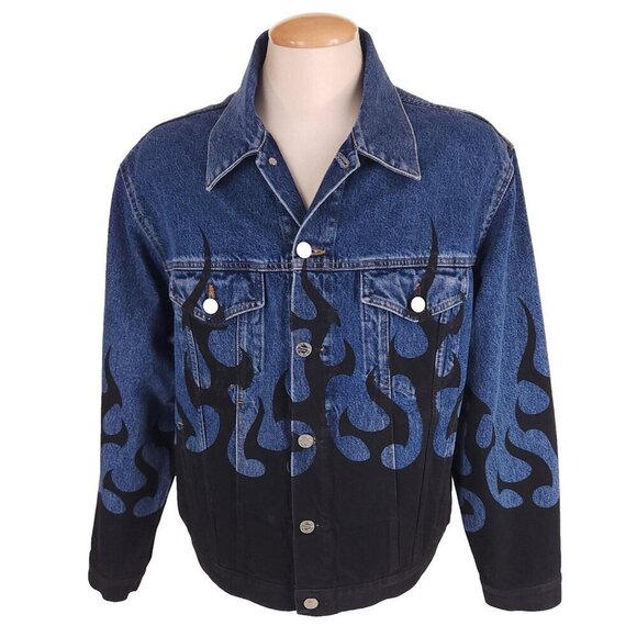VETEMENTS Denim Black Fire Jacket Size L Mens Unisex Blue $2290 - Picture 6 of 16